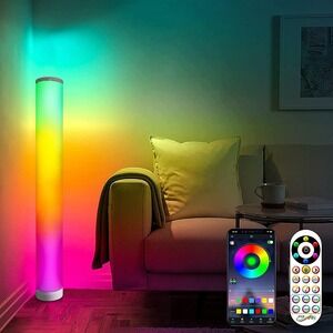 Smart RGB LED Floor Lamp HCP051 Color Changing App Remote Control 41in White